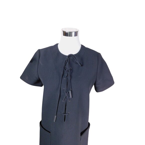 Kendall + Kylie Black Short-Sleeve Lace-Up Front Dress With Pockets M - Picture 6 of 9